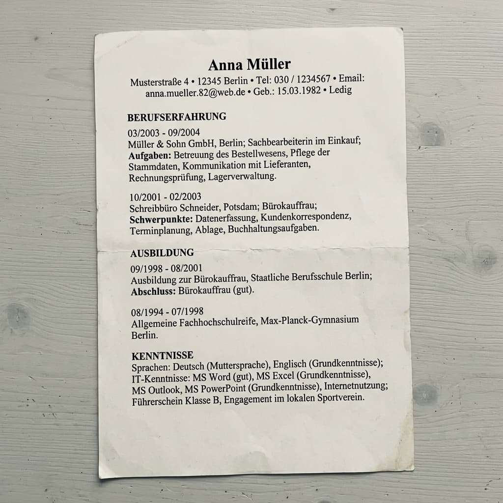 CV avant PARAT — document Word generic senza structura e standard svizzer