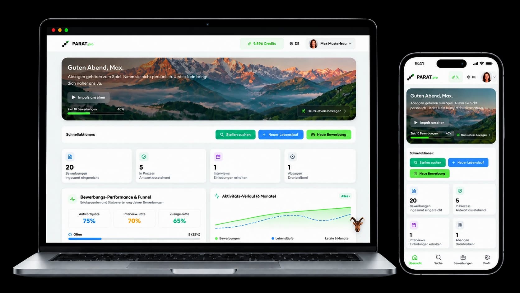 PARAT Dashboard — AI Resume & Job Application Platform on Laptop and Smartphone